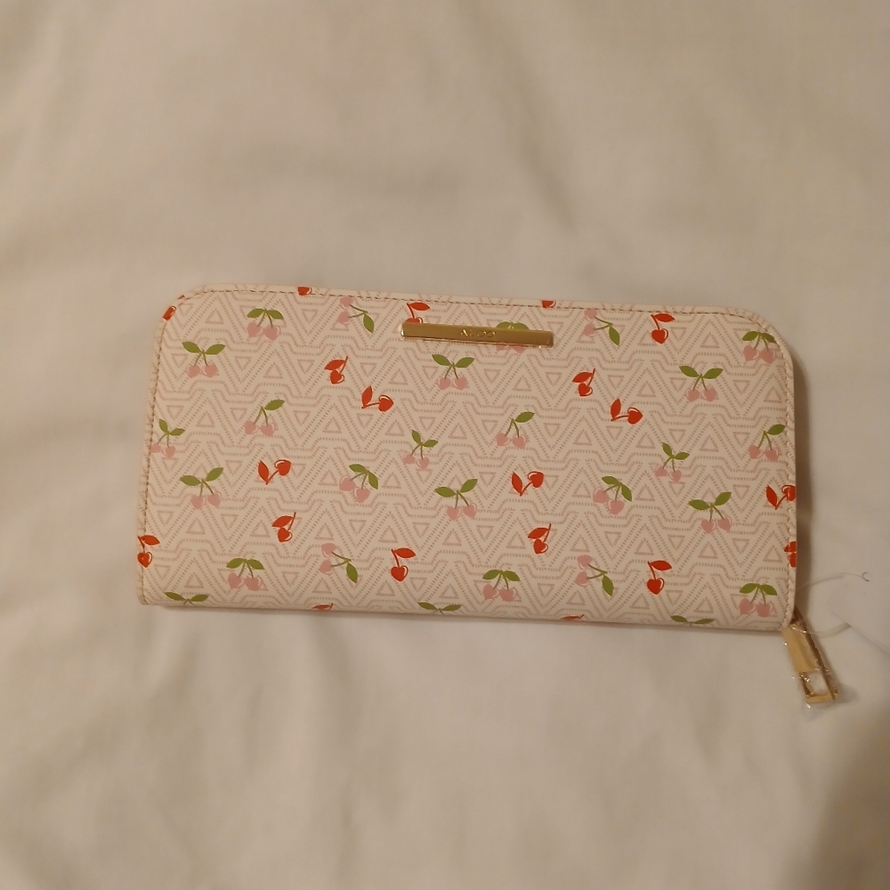 ALDO Geometric Cherry Wallet - Cream and Red